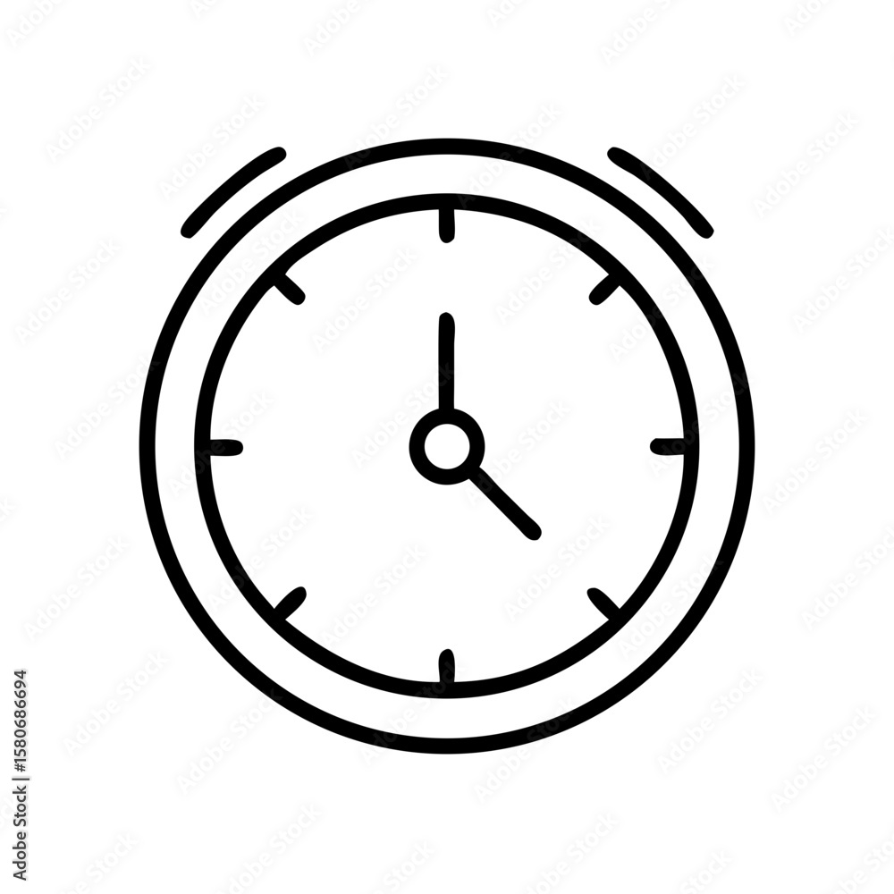 Poster alarm clock icon in minimalist design with simple lines