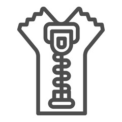 Zipper for clothes line icon, sewing theme concept. Vector graphics. Clothes zipper sample, handicraft accessory sign on white background, outline style icon for mobile or web design.