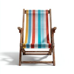 Colorful deck chair with a striped design, perfect for relaxation.