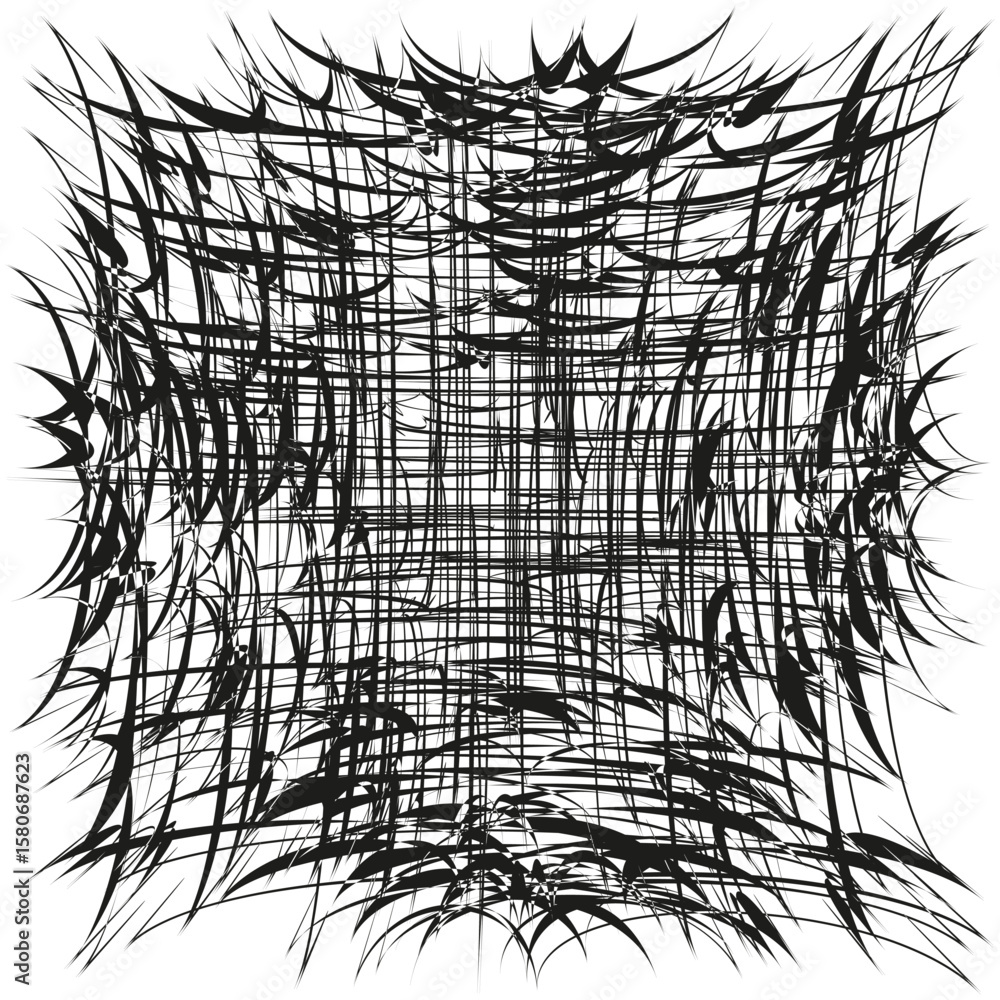Poster abstract line grid. chaotic scribble pattern. dark vector background. artistic geometric illustratio