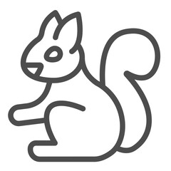Squirrel with bushy tail line icon, spring season concept. Vector graphics. Forest squirrel, animal sign on white background, outline style icon for mobile or web design.