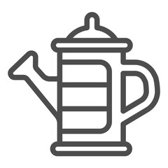 Can with water for watering seedlings line icon, spring season concept. Vector graphics. Watering can for irrigation sign on white background, outline style icon for mobile or web design.