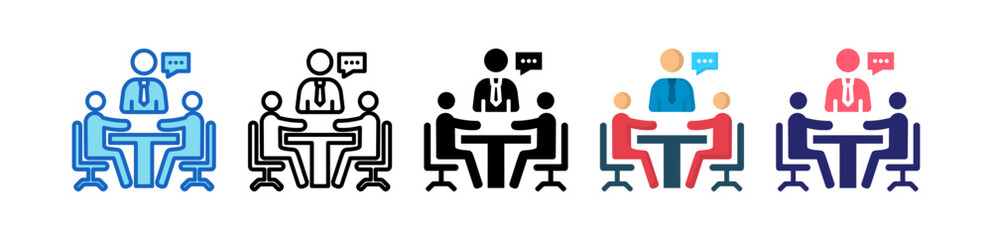 Business Meeting Multiple Style Icon Set Collection. 