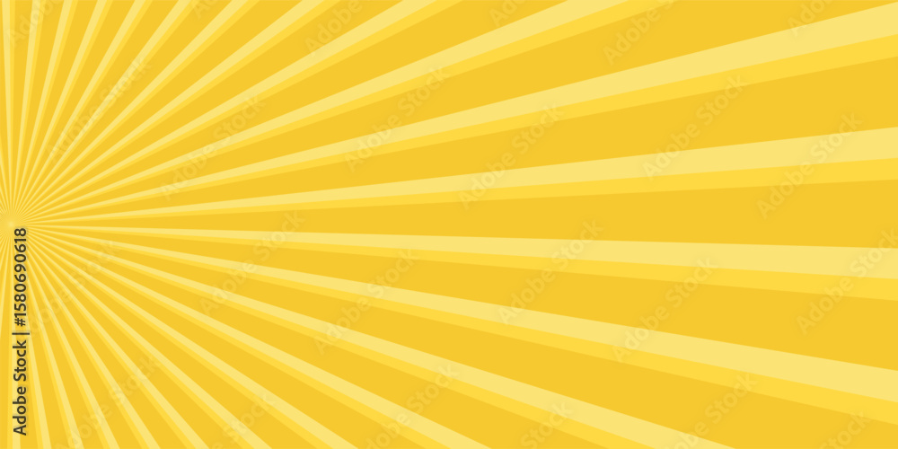 Poster yellow abstract background with light of sunburst. yellow starburst with halftone. sun ray retro bac