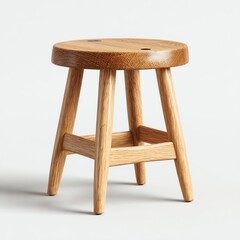 Wooden stool with a round top and four sturdy legs.