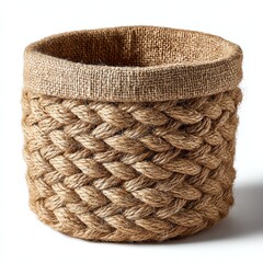 Woven basket made of natural fibers in a minimalist design.