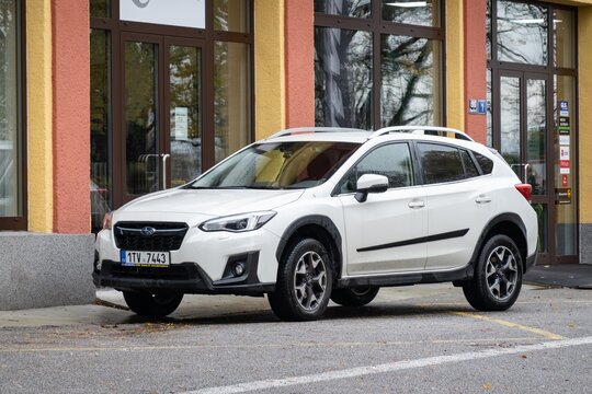 White Subaru Outback V (BS generaion) car after facelift