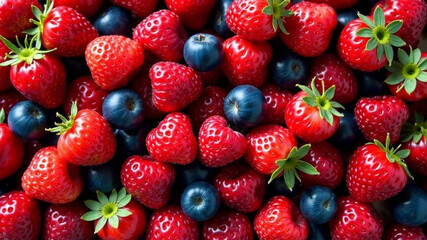 Summer berries background. Top view