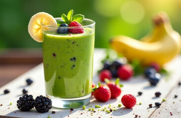 Fruit Smoothie with Berries. Summer healthy drink
