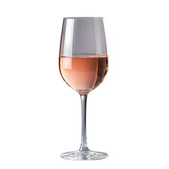 A wine glass filled with rosé wine, showcasing its elegant shape and the delicate hue of the liquid inside. isolated on white background and transparent background