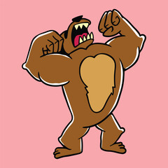 Fierce Bear Yelling with Wide-Open Jaw