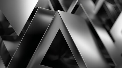 Monochromatic 3D Abstract Triangles. Geometric Minimalism Render