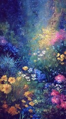 Flowers landscapes painting art colorful.