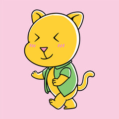 Blindfolded Cat Walking Gently with a Smile