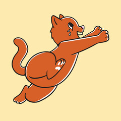 Joyful Cat Running While Laughing Loudly