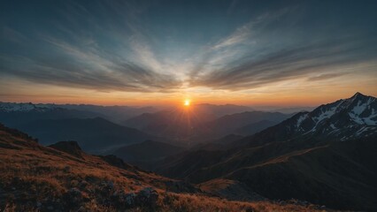 Obraz premium Time lapse of beautiful sunrise over mountain