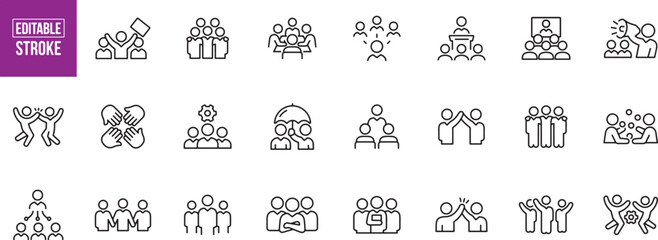 Teamwork and Collaboration Icon Set – Group, Unity, People, Meeting, Office, Communication, Partnership, Planning, Work, Team, Cooperation, Company, Project, Business, Icon