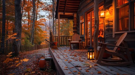 Obraz premium Peaceful autumn vibe in the mountains with warm tones and soft natural light.