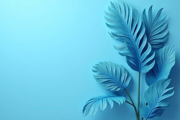 Blue leaves background wallpaper texture pattern design botanical nature tropical plant aesthetic art 