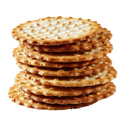 Crisp Biscuit Tower: A meticulously captured image reveals a stack of golden, perfectly round biscuits, showcasing textures and inviting the sense of taste.