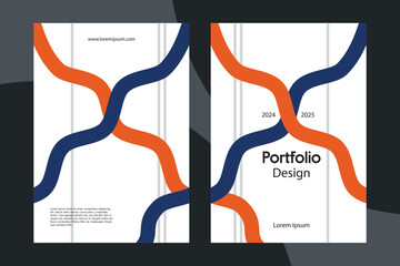 Navy and Orange Ribbon Curve Portfolio Cover