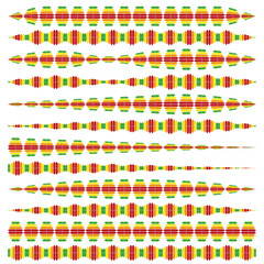 Abstract wave patterns. Repeating graphic elements. Multicolor horizontal lines. Vector sound visualization.