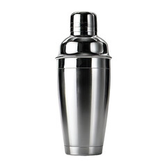 Stainless Steel Cocktail Shaker: A sleek, stainless steel cocktail shaker stands alone, its polished surface reflecting the light, embodying elegance and functionality in the art of mixology.