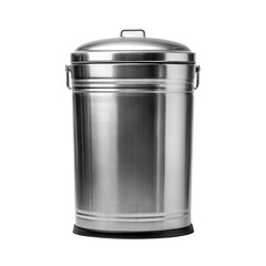 Stainless Steel Trash Can: A gleaming stainless steel trash can with a lid, radiating an air of industrial chic and cleanliness.