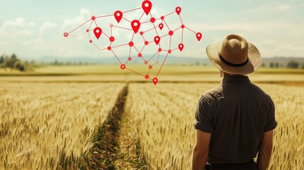 Precision Farming: A Farmer Surveys His Golden Wheat Field Using GPS Technology