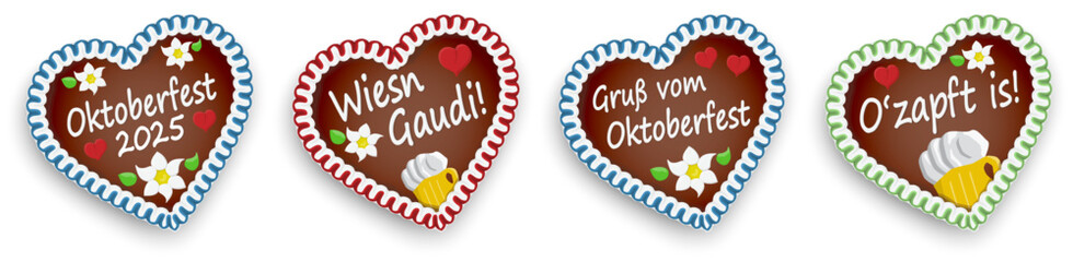 four gingerbread hearts Oktoberfest 2025