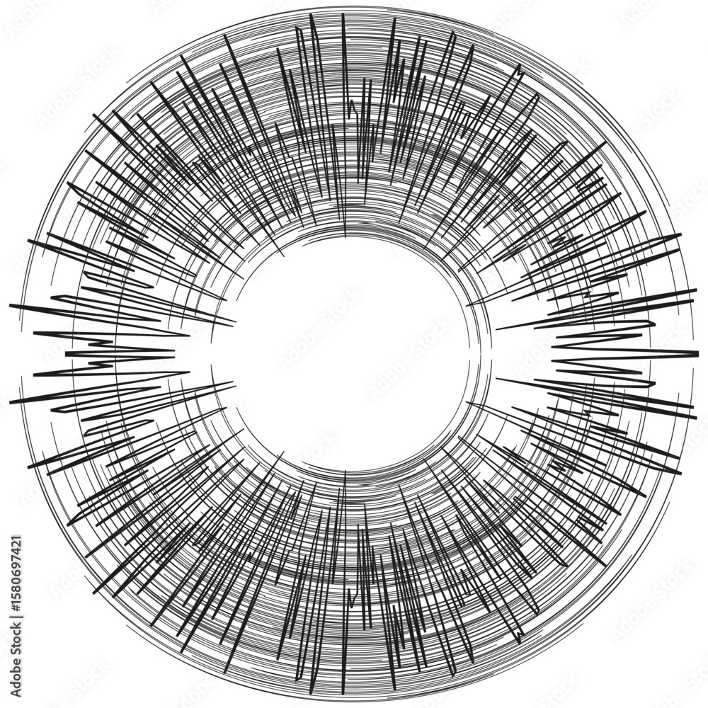 Poster abstract circle pattern. radial line burst. modern vector design. dynamic soundwave graphic.