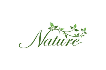 Ivy plant logo design featuring a nature theme with green leaves and the word 'Nature' in a stylish script font.