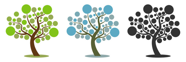 Abstract tree stylized trees with circular leaves 