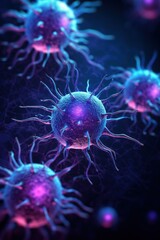 Closeup Shot of Exosome and Virus Variations in Blue and Purple