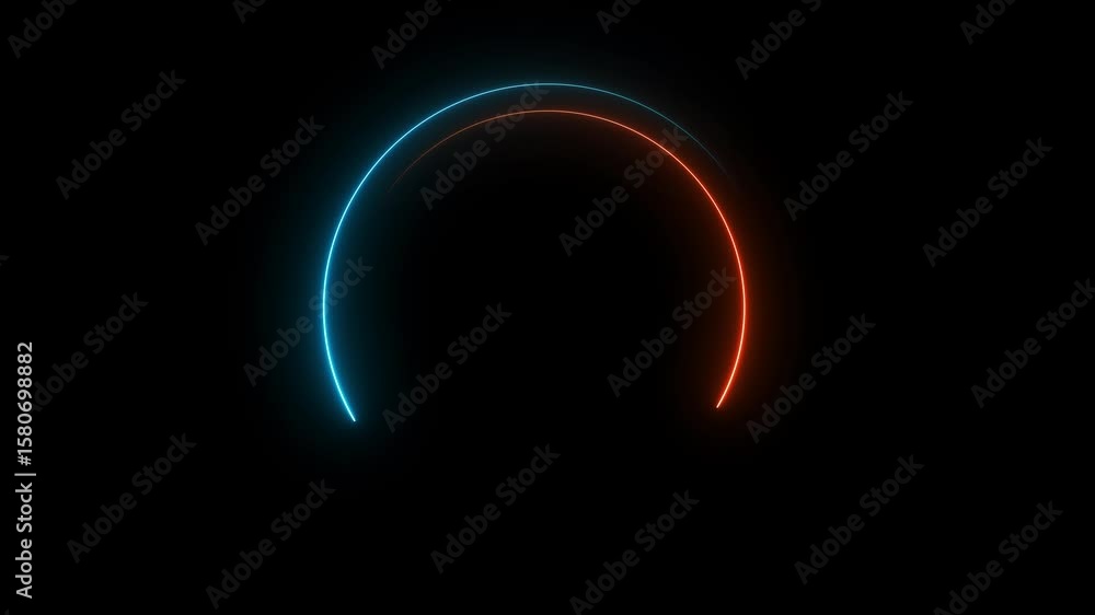 Poster neon effect circle frame loop background 4k.glowing neon lights - loopable.glowing neon light circle
