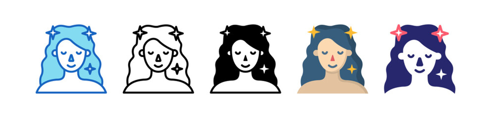 Hair Multiple Style Icon Set Collection. 