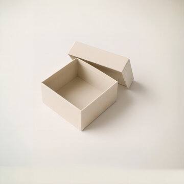 Open gift box mockup with detached lid, isolated on white background, perfect for packaging design, branding presentation, or product display in e-commerce and marketing visuals


