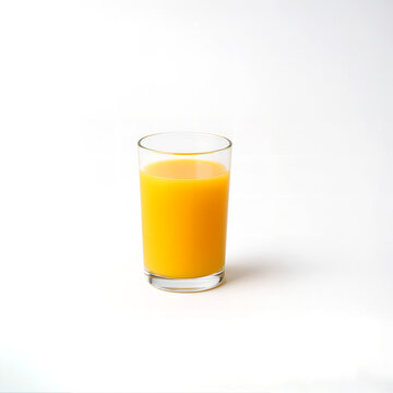Glass of fresh orange juice isolated on white background, front view, perfect for healthy beverage concepts, breakfast visuals, food photography, or drink-related marketing materials


