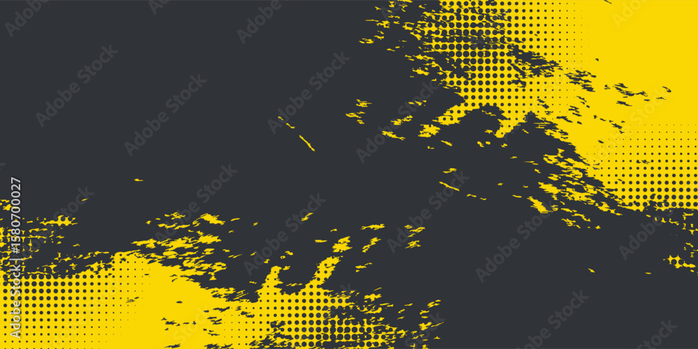 Poster dots halftone yellow and dark blue color pattern gradient grunge texture background. dots pop art sp
