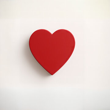 Heart shaped gift box mockup, red and isolated on white background, perfect for Valentine&rsquo;s Day packaging, romantic product branding, or gift box design presentation

