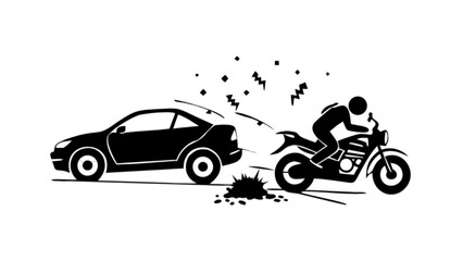 Car motorcycle accident vector illustration collision crash insurance claim safety awareness graphic design