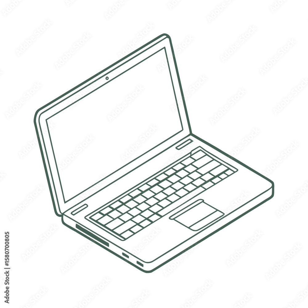 Poster open laptop computer with keyboard and screen technology device