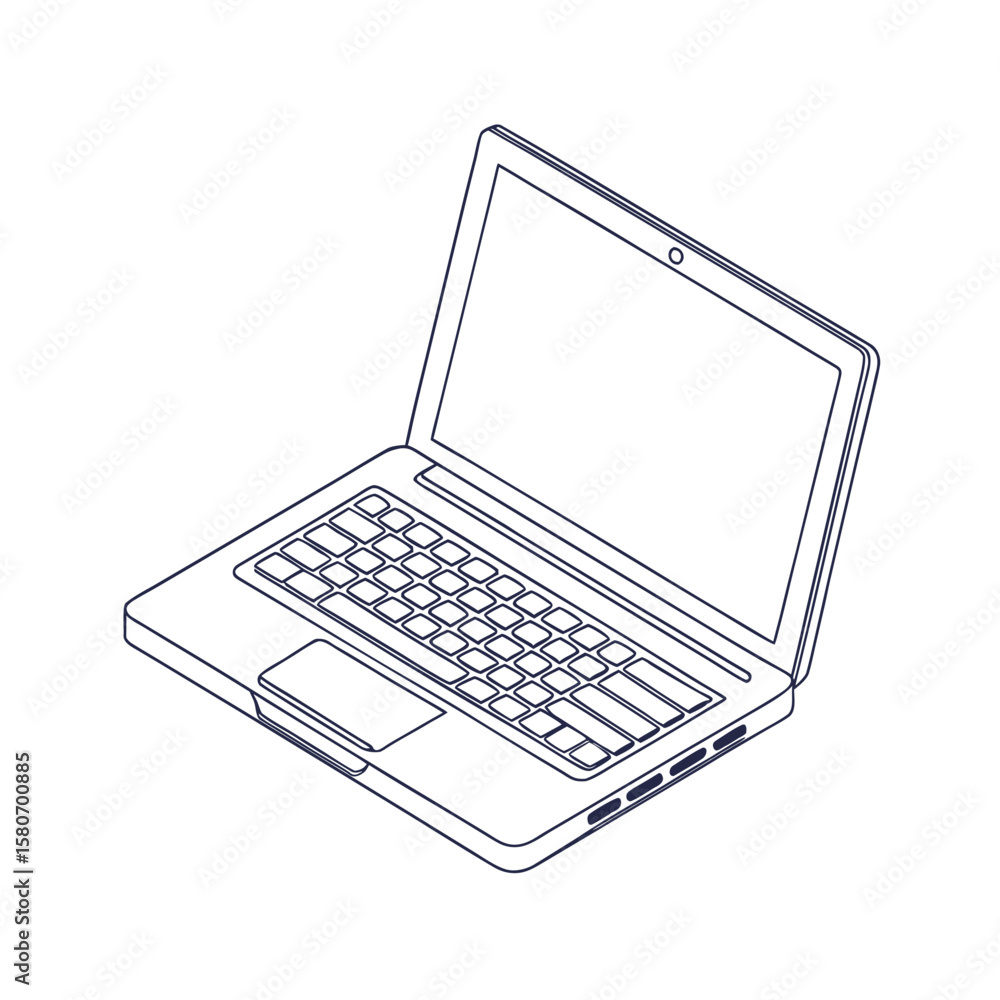 Poster open laptop with keyboard and screen computer technology