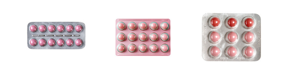 Colorful Capsules and Tablets in Various Blister Packs and Designs