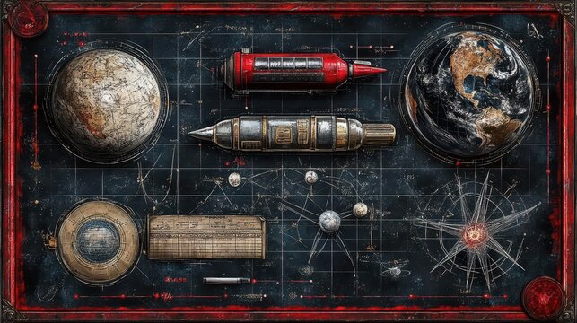 Vintage Space Exploration: A Celestial Journey - Powered by Adobe