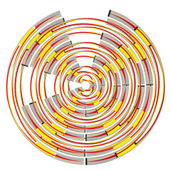 Circular segment pattern. Layered ring design. Bright spiral illustration. Vector radial element.