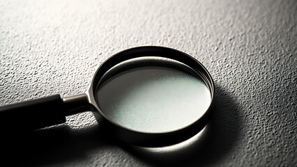 A magnifying glass resting on a textured surface, creating intriguing light refractions and patterns.