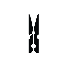 Clothes Pin Black Icon Vector
