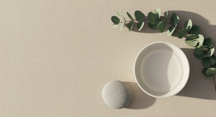  Minimalist spa and wellness flat lay on a neutral linen background.