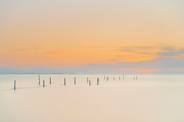 Coastal area with fishing structures